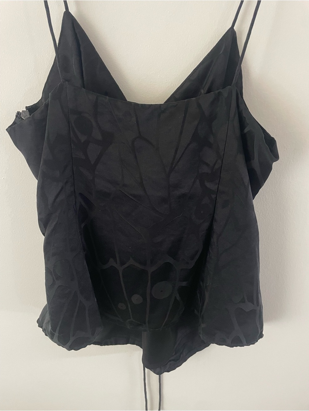 Anine Bing Black Silk Jacquard Lace-Up Cami - Picture 2 of 4
